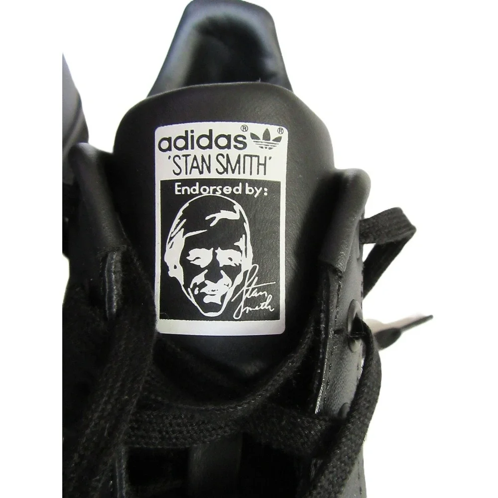 Adidas Stan‎ Smith Black Leather Minimalist Unisex Streetwear Sneaker Size 7